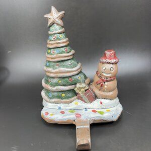 Lulu Decor Metal Cast Iron Christmas Stocking Holder Christmas Tree Gingerbread